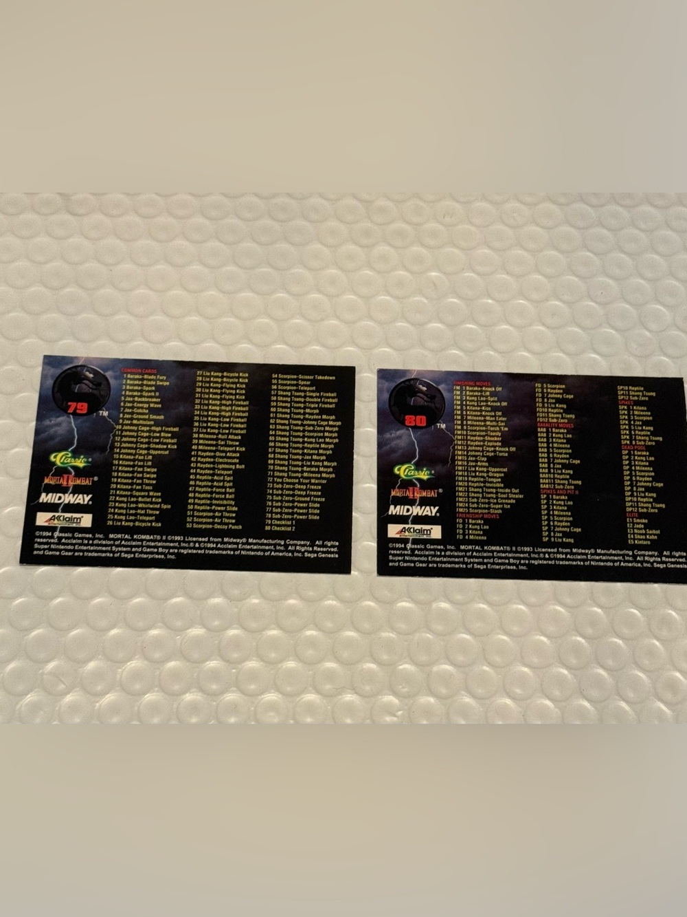 1994 Classic Games Mortal Kombat Il Series 2 Near Complete Base Set 73/80 Cards - Picture 11 of 11
